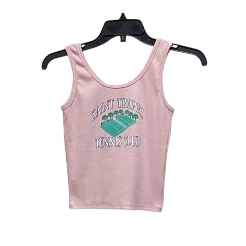 Obsessive Love Saint Tropez Tennis Club Pink Ribbed Crop Top Medium